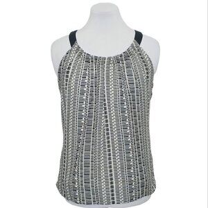 BANANA REPUBLIC Black and white gathered pleated neckline camisole